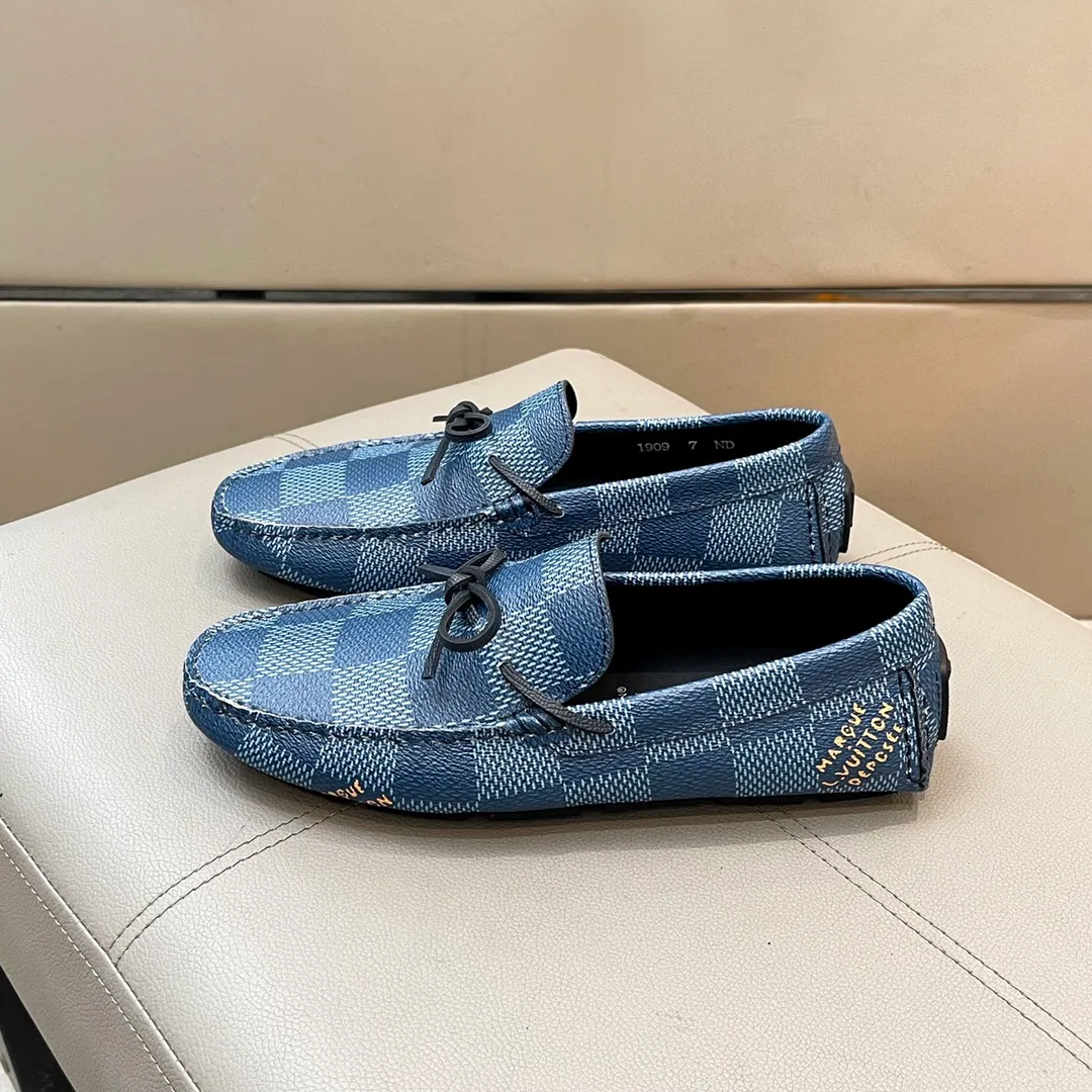 Factory price: 460💰LV men's beanie shoes 2025 official website synchronization <market top version> cowhide grid ➕ black cowhide original packaging. Size 38-45